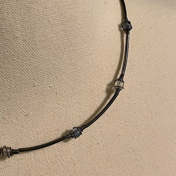 Silver (with Blue And White Beads) Short Necklace. - Picture 2 of 3